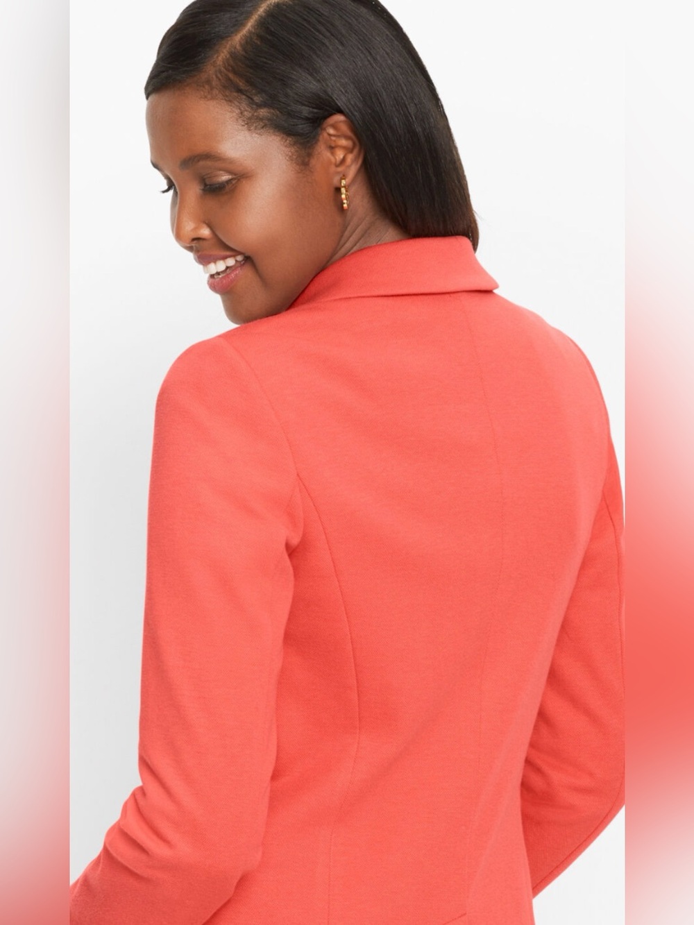 RIANI Coral-Red Single-Button Shawl Collar Blazer